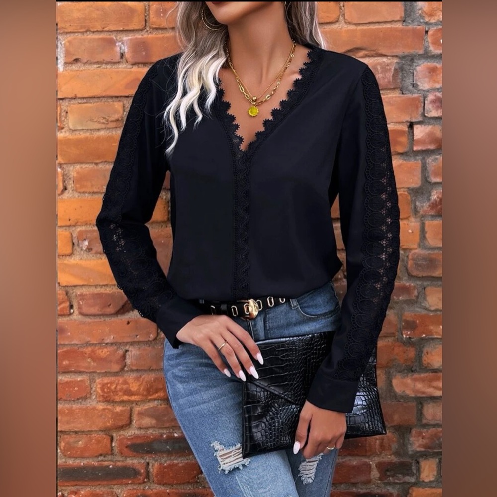 SHEIN- Black Long Sleeve Bodysuit- Size XL